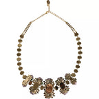 Dolce & Gabbana Gold Brass Link Chain Rose Petal Crystal Necklace