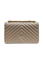 PINKO Grey Leather Love One Mini Shoulder Bag