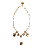Dolce & Gabbana Gold Crystal Clock Pendant Statement Jewelry Necklace