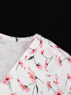 YSONA Floral Print V-Neck Flutter Sleeves Midi Dress — fabric detail | Women's Dress | Shop YSONA