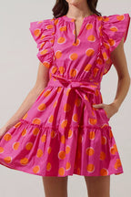 YSONA Ruffle Sleeve Polka Dot Mini Dress — front view | Women's Dress | Shop YSONA