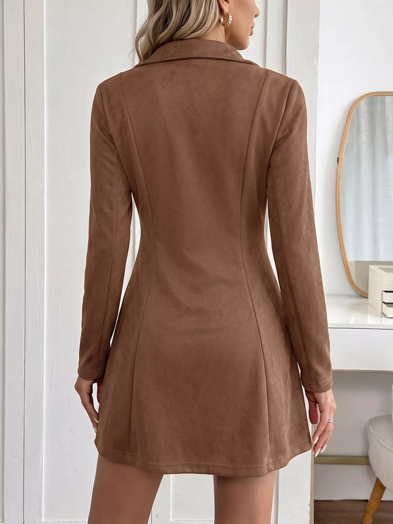 YSONA Johnny Collar Long Sleeve Dress — side view | Women's Dress | Shop YSONA