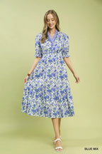 YSONA Umgee Floral Ruffle Trim Tiered Midi Dress — model wearing | Women's Dress | Shop YSONA