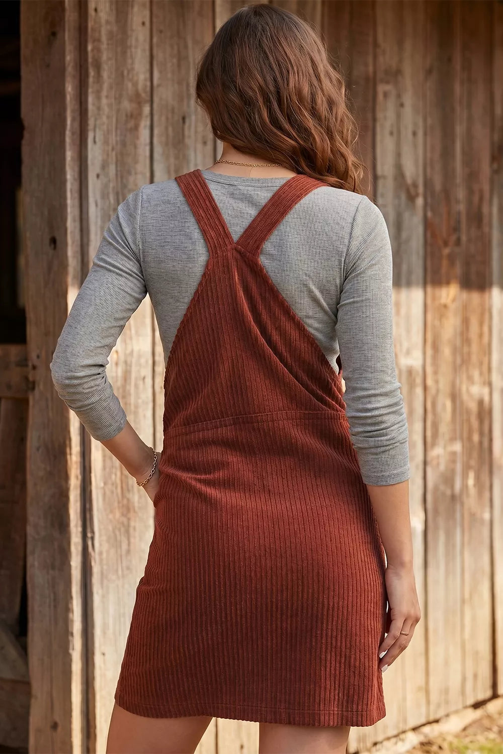 YSONA Ribbed Corduroy Zip-Up Sleeveless Pocket Sheath Dress — close-up view | Women's Dress | Shop YSONA