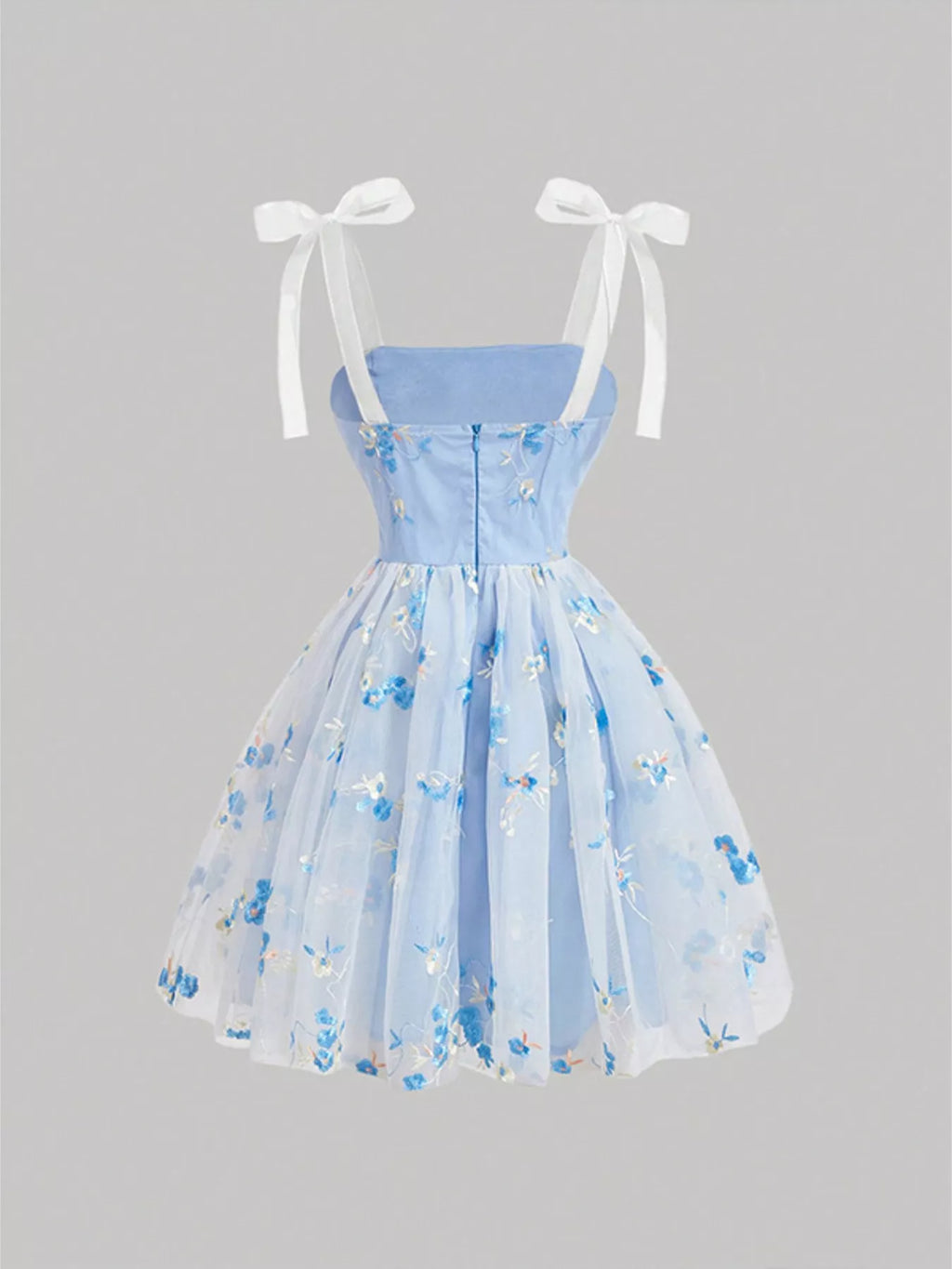 YSONA Floral Embroidered Tie Shoulder Dress — back view | Women's Dress | Shop YSONA