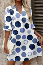 YSONA Polka Dot Print Flounced Half Sleeve Casual Mini Dress — side view | Women's Dress