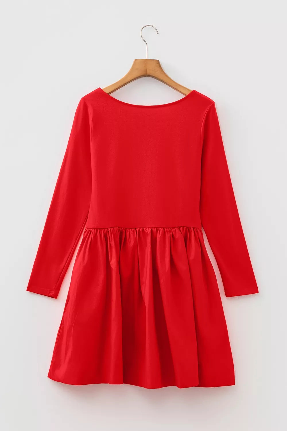 YSONA U Neck Long Sleeve Fit and Flare Mini Dress — detail view | Women's Dress | Shop YSONA