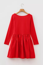 YSONA U Neck Long Sleeve Fit and Flare Mini Dress — detail view | Women's Dress | Shop YSONA