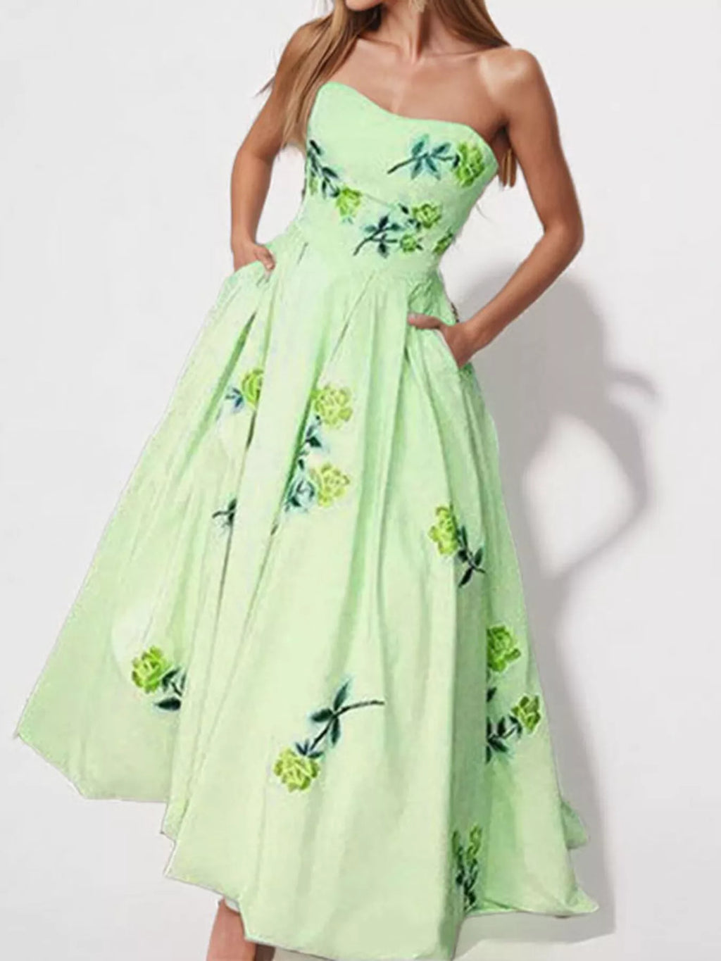 YSONA Floral Print Tube Maxi Dress — front view | Women's Dress | Shop YSONA