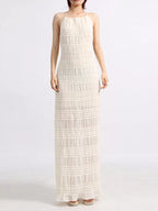YSONA Backless Halter Neck Ruched Maxi Dress — side view | Women's Dress | Shop YSONA