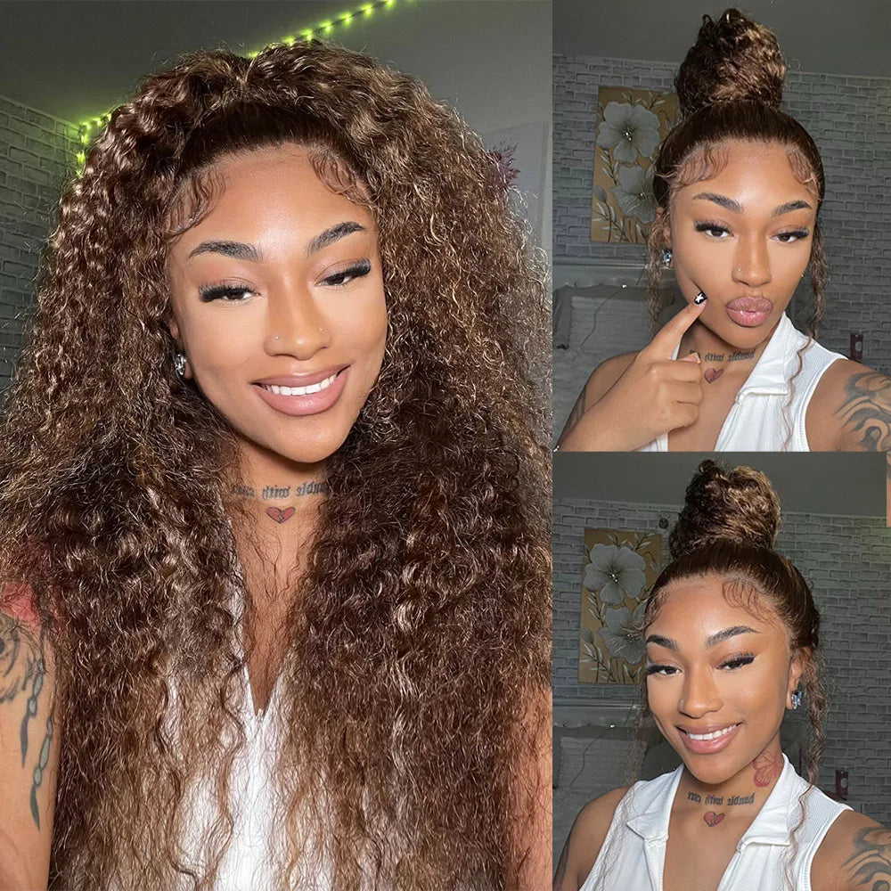 Chocolate Brown Invisible Strap 360 Full HD Lace Deep Wave Wig – Glueless 250% Density