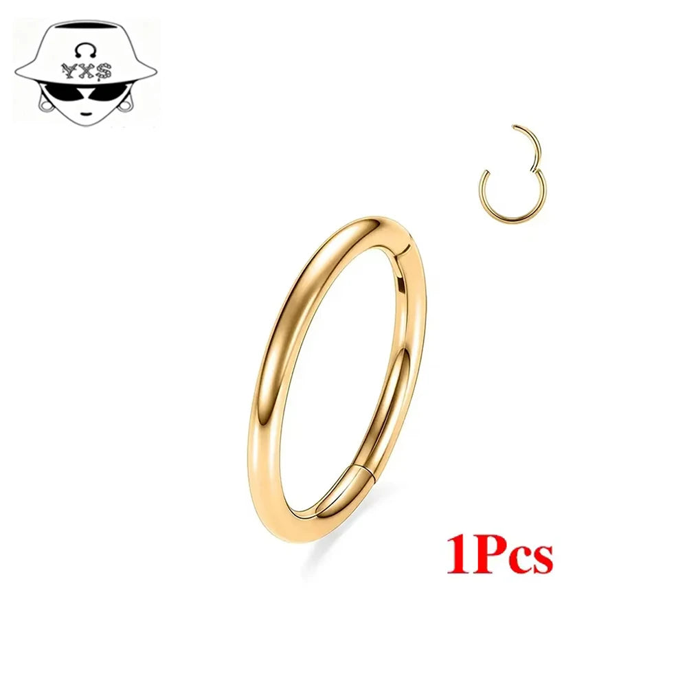 1/10PCS ASTM F136 G23 Titanium Hinged Hoop Nose Rings 20G 18G 16G Septum Ring Body Piercing Jewelry Helix Cartilage Rook Earring