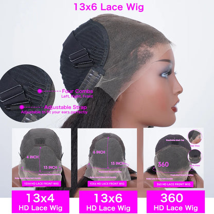 Bone Straight Lace Front Wig – 13x4 & 13x6 HD Transparent, Wear-On-and-Go 30–42 Inch