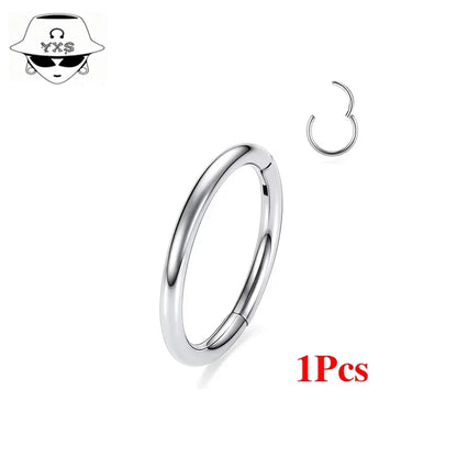 1/10PCS ASTM F136 G23 Titanium Hinged Hoop Nose Rings 20G 18G 16G Septum Ring Body Piercing Jewelry Helix Cartilage Rook Earring