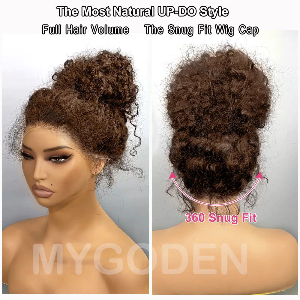 Chocolate Brown Invisible Strap 360 Full HD Lace Deep Wave Wig – Glueless 250% Density