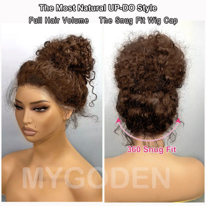 Chocolate Brown Invisible Strap 360 Full HD Lace Deep Wave Wig – Glueless 250% Density