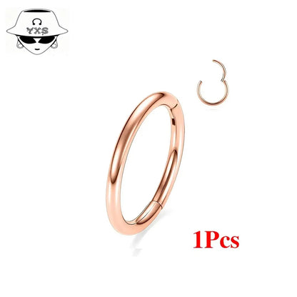 1/10PCS ASTM F136 G23 Titanium Hinged Hoop Nose Rings 20G 18G 16G Septum Ring Body Piercing Jewelry Helix Cartilage Rook Earring
