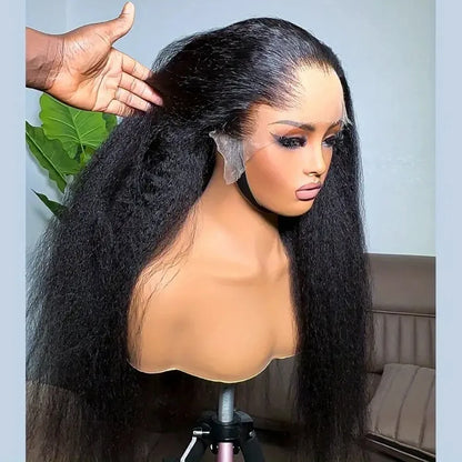 Kinky Straight Glueless Lace Front Wig – 13x4 & 5x5 HD Closure, 250% Density