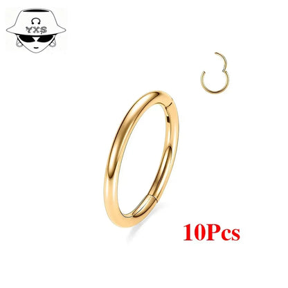 1/10PCS ASTM F136 G23 Titanium Hinged Hoop Nose Rings 20G 18G 16G Septum Ring Body Piercing Jewelry Helix Cartilage Rook Earring