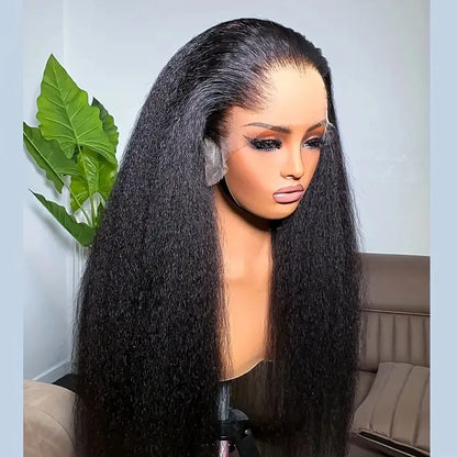 Kinky Straight Glueless Lace Front Wig – 13x4 & 5x5 HD Closure, 250% Density