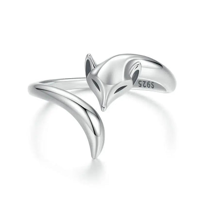 WOSTU 925 Sterling Silver Cat Pet Adjustable Rings For Women Animal Dog Open Ring Family Daughter Birthday Jewelry Girl Gift