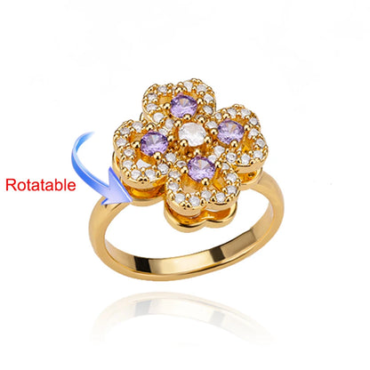 Rotating Four Clover Wedding Rings for Women Stainless Steel Anti-Stress Anxiety Ring Adjustable Aesthetic Jewelry anillos mujer