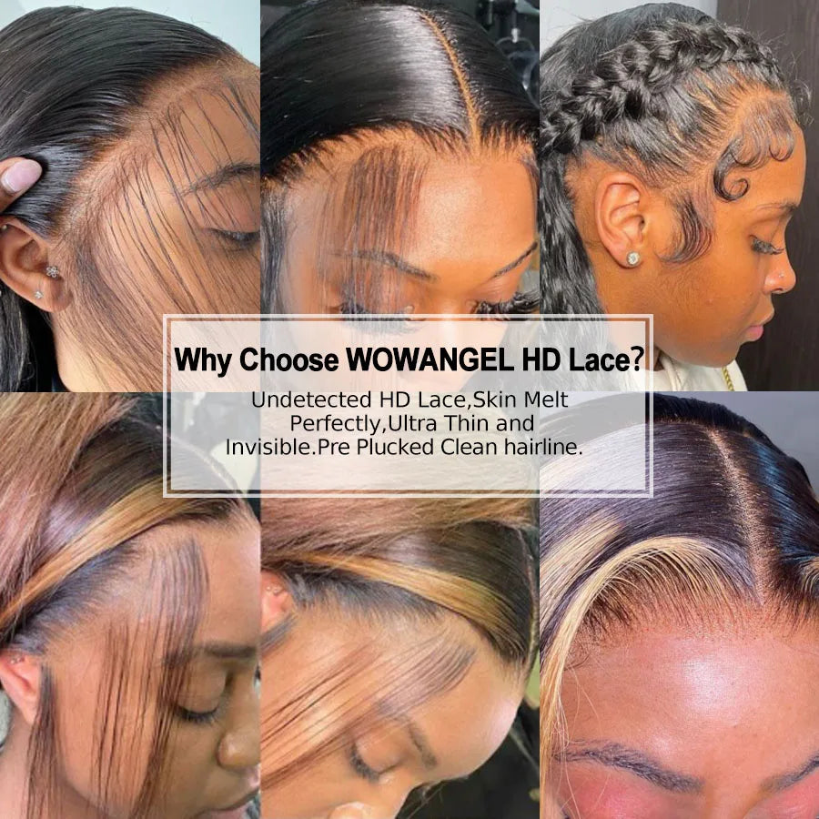Straight 13x6 HD Lace Frontal Wig – Invisible Melt-Skin Transparent 13x4, Pre-Plucked Remy