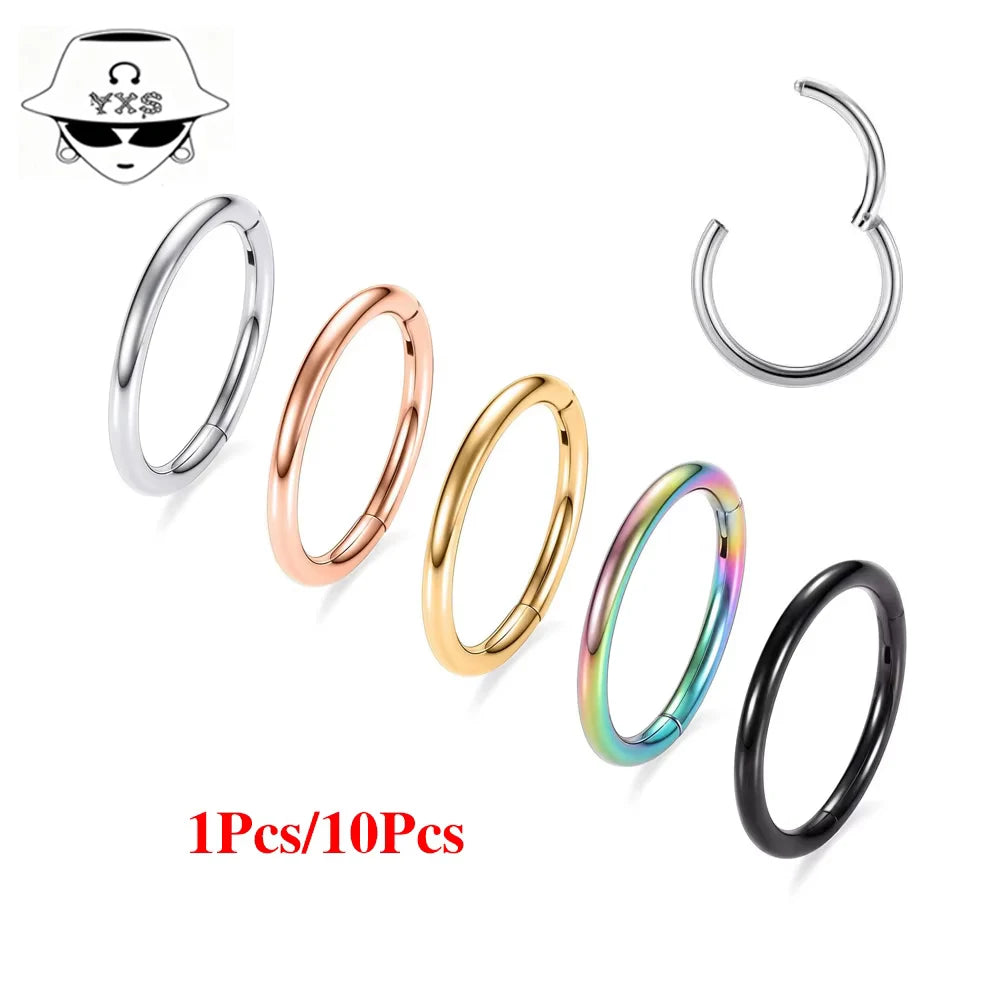 1/10PCS ASTM F136 G23 Titanium Hinged Hoop Nose Rings 20G 18G 16G Septum Ring Body Piercing Jewelry Helix Cartilage Rook Earring