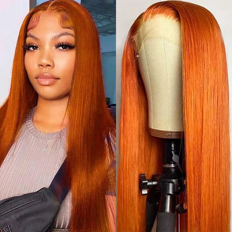 Ginger Orange Straight Lace Front Wig – #350 Pre-Plucked 13x4 & 13x6