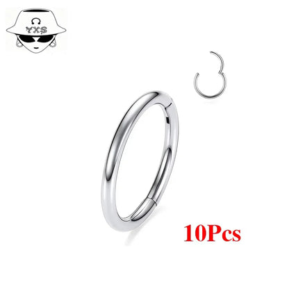 1/10PCS ASTM F136 G23 Titanium Hinged Hoop Nose Rings 20G 18G 16G Septum Ring Body Piercing Jewelry Helix Cartilage Rook Earring