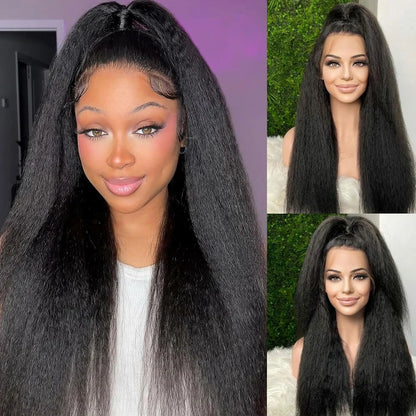 Kinky Straight Glueless Lace Front Wig – 13x4 & 5x5 HD Closure, 250% Density
