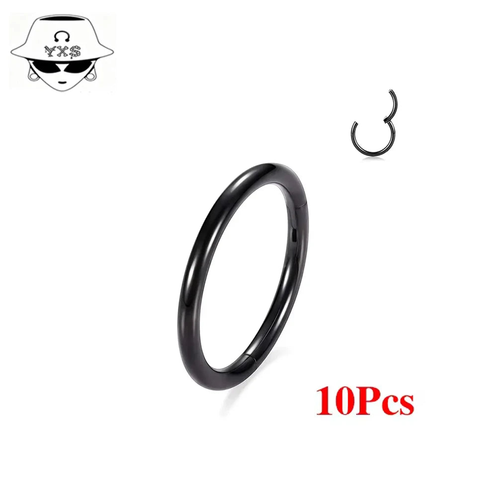 1/10PCS ASTM F136 G23 Titanium Hinged Hoop Nose Rings 20G 18G 16G Septum Ring Body Piercing Jewelry Helix Cartilage Rook Earring