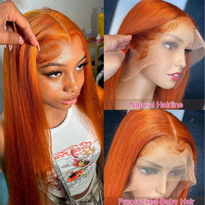 Ginger Orange Straight Lace Front Wig – #350 Pre-Plucked 13x4 & 13x6
