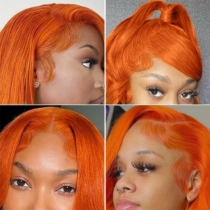 Straight Ginger Orange HD Lace Frontal Wig – #350 Long Lengths