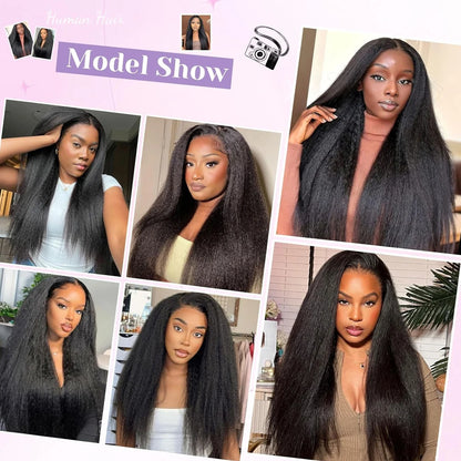 Kinky Straight Glueless Lace Front Wig – 13x4 & 5x5 HD Closure, 250% Density