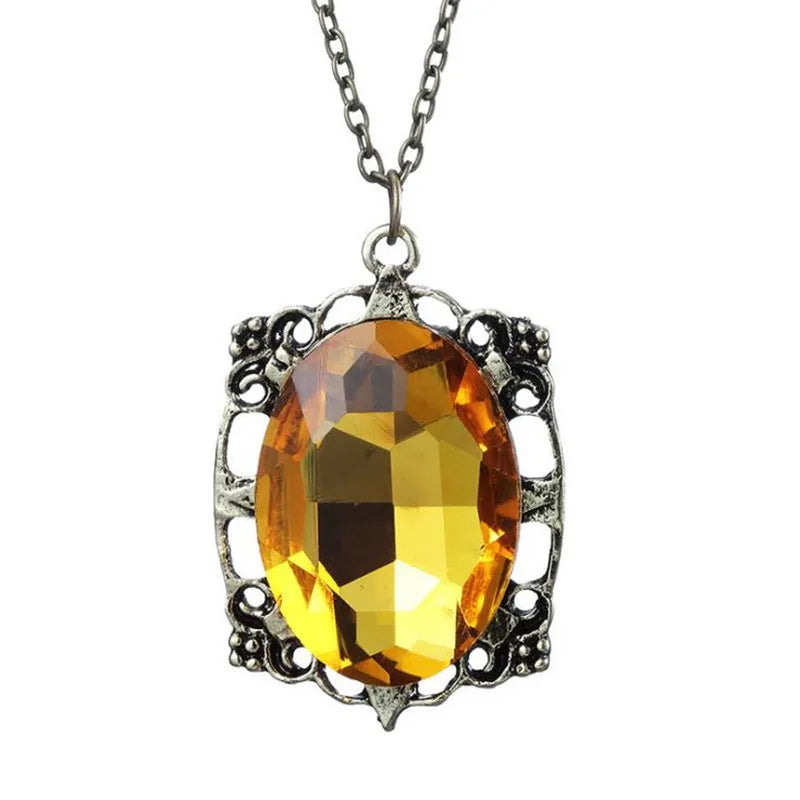The Vampire Diaries Necklace Elena Gilbert Necklaces for Women Movie Jewelry Charm Katherine Klaus Forbes Blue Stone Choker