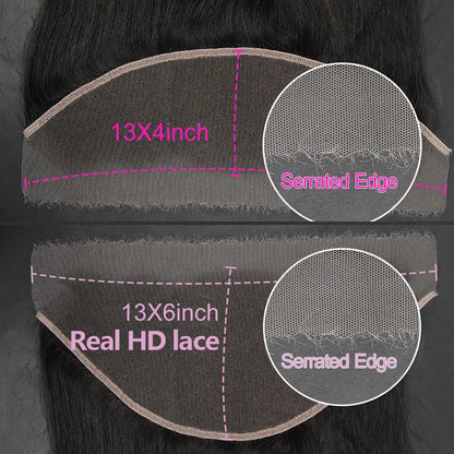Straight 13x6 HD Lace Frontal Wig – Invisible Melt-Skin Transparent 13x4, Pre-Plucked Remy