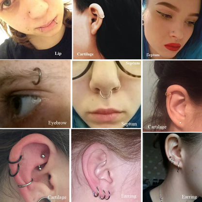 1PC G23 Titanium Hinged Segment Nose Ring 16g&14g Nipple Clicker Ear Cartilage Tragus Helix Lip Piercing Unisex Fashion Jewelry