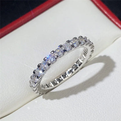 Huitan New Trendy Thin Finger Rings Silver Color Band with Shiny Cubic Zirconia Simple Stylish Daily Wear Accessories for Women