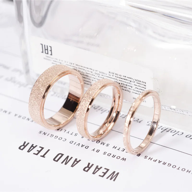 Le.Baiser 2-6mm Stainless Steel Frosted Couple Knuckle Rings Minimalist Rings For Women and Men JR2170