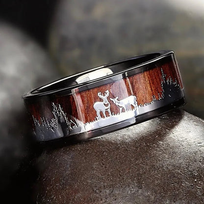 Fashion 8mm Men Stainless Steel Rings Inlay Meteorite Abalone Shell Rings For Men Women Wedding Engagement Band Jewelry Gift