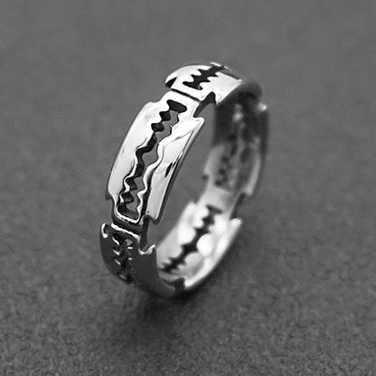 Charm Stainless Steel Hip Hop Bladed Ring Fashion Punk Rock Black  Silver Color Ring Lover Couple Rings for Man And Women Ring