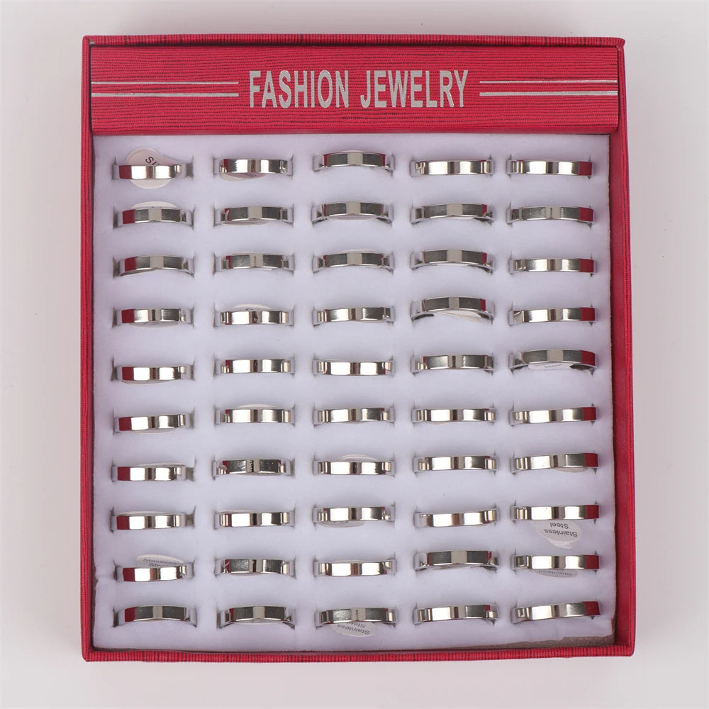 10pcs/lot Multicolor Smooth Stainless Steel Polishing Rings Width 2mm-8mm For Women Men Width 2mm-8mm