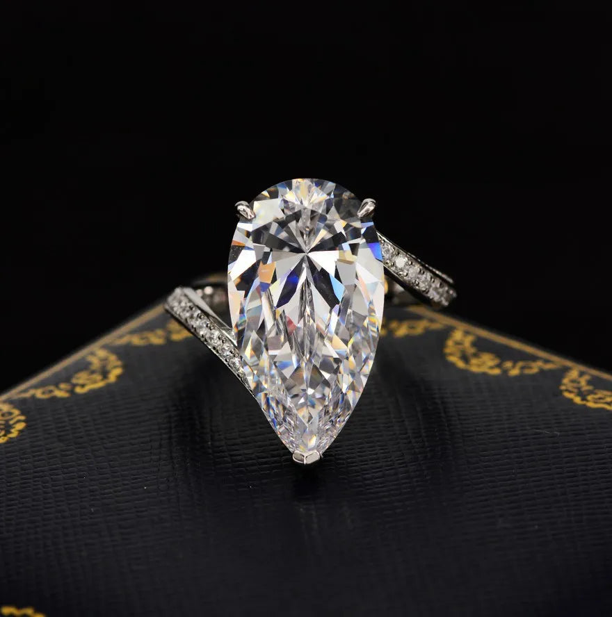 Deluxe Water Drop 18ct Moissanite Diamond Ring 100% Original 925 sterling silver Engagement Wedding band Rings for Women Jewelry