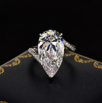 Deluxe Water Drop 18ct Moissanite Diamond Ring 100% Original 925 sterling silver Engagement Wedding band Rings for Women Jewelry