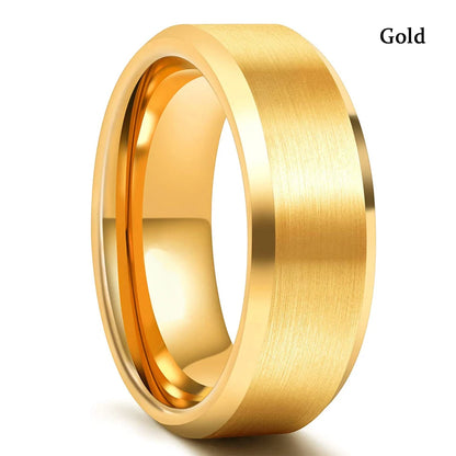 2023 Trendy Men's 8mm Black Titanium Wedding Band Rings Double Black Groove Beveled Edge Stainless Steel Engagement Ring For Men