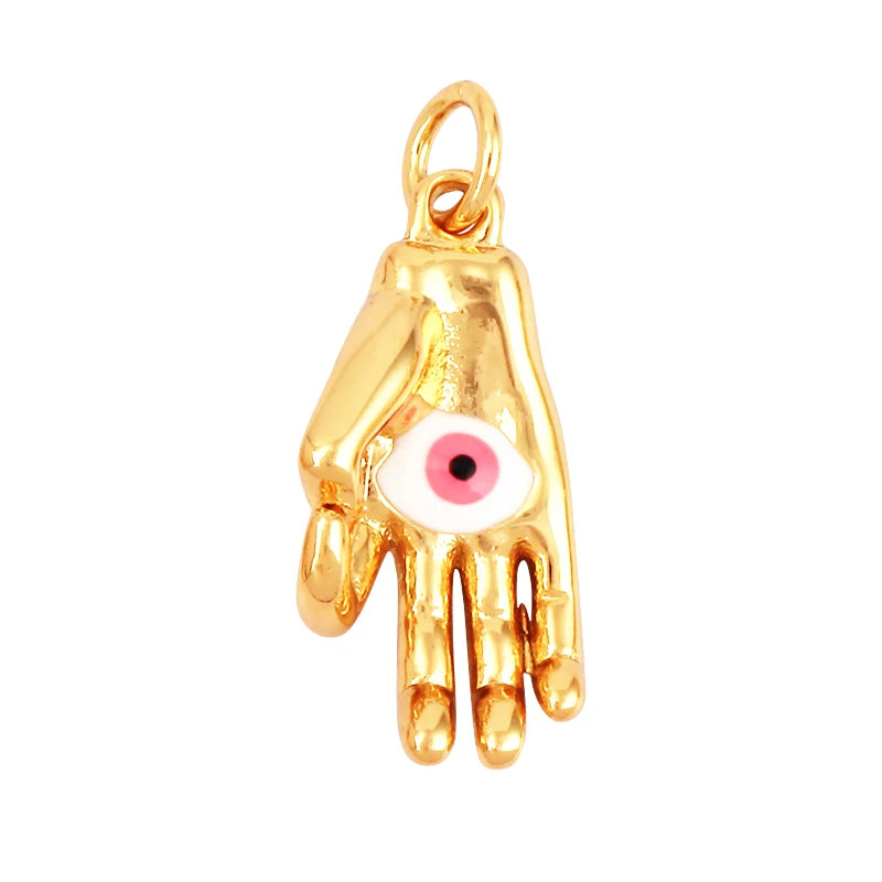 Buddha Hamsha Evil Eye Hand Charm , 18K Real Gold Plated Colour,Necklace Bracelet Pendant for Handmade Jewelry Supplies L14