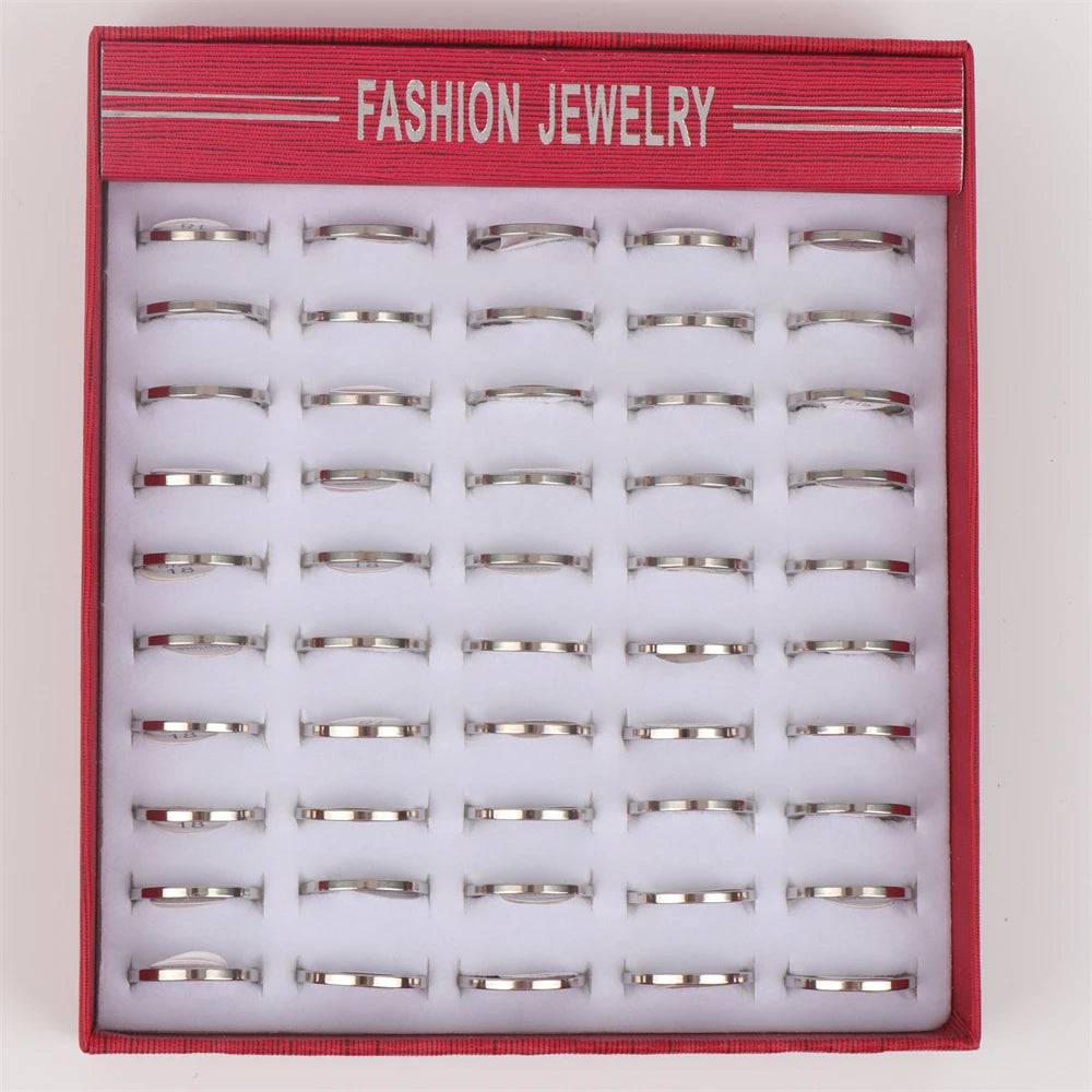 10pcs/lot Multicolor Smooth Stainless Steel Polishing Rings Width 2mm-8mm For Women Men Width 2mm-8mm