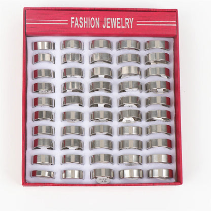10pcs/lot Multicolor Smooth Stainless Steel Polishing Rings Width 2mm-8mm For Women Men Width 2mm-8mm