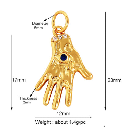 Buddha Hamsha Evil Eye Hand Charm , 18K Real Gold Plated Colour,Necklace Bracelet Pendant for Handmade Jewelry Supplies L14